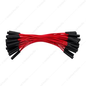 0.180" Female Plug Red Wire Harness With 50 Plugs-6" Lead (Bulk)