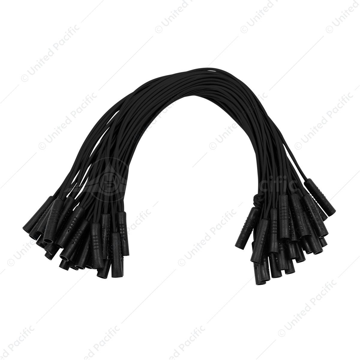 0.180" Female Plug Black Wire Harness With 50 Plugs-12" Lead (Bulk)