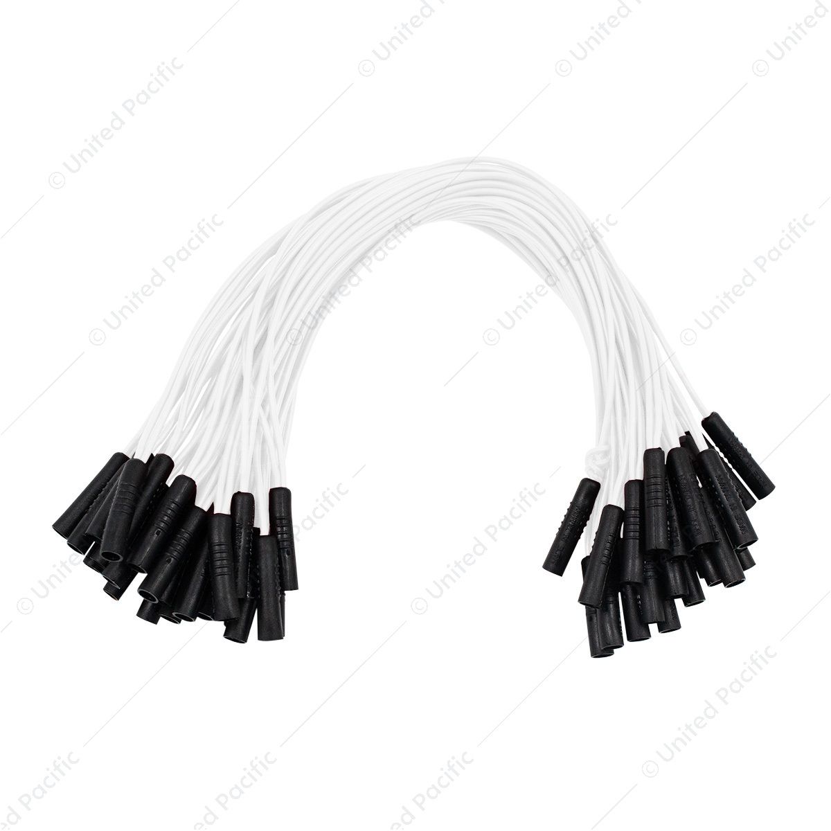 0.180" Female Plug White Wire Harness With 50 Plugs-12" Lead (Bulk)