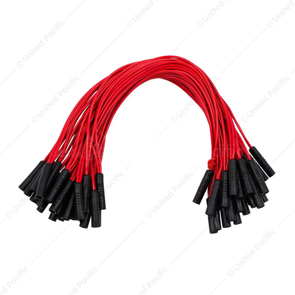 0.180" Female Plug Red Wire Harness With 50 Plugs-12" Lead (Bulk)