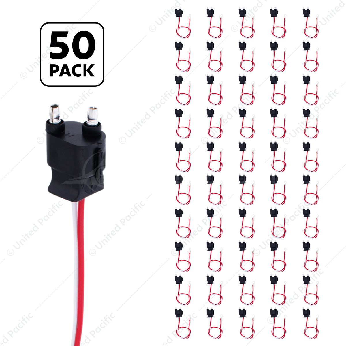 2 Wire Pigtail With 2 Prong Straight Plug - 12" Lead (50-Pack)