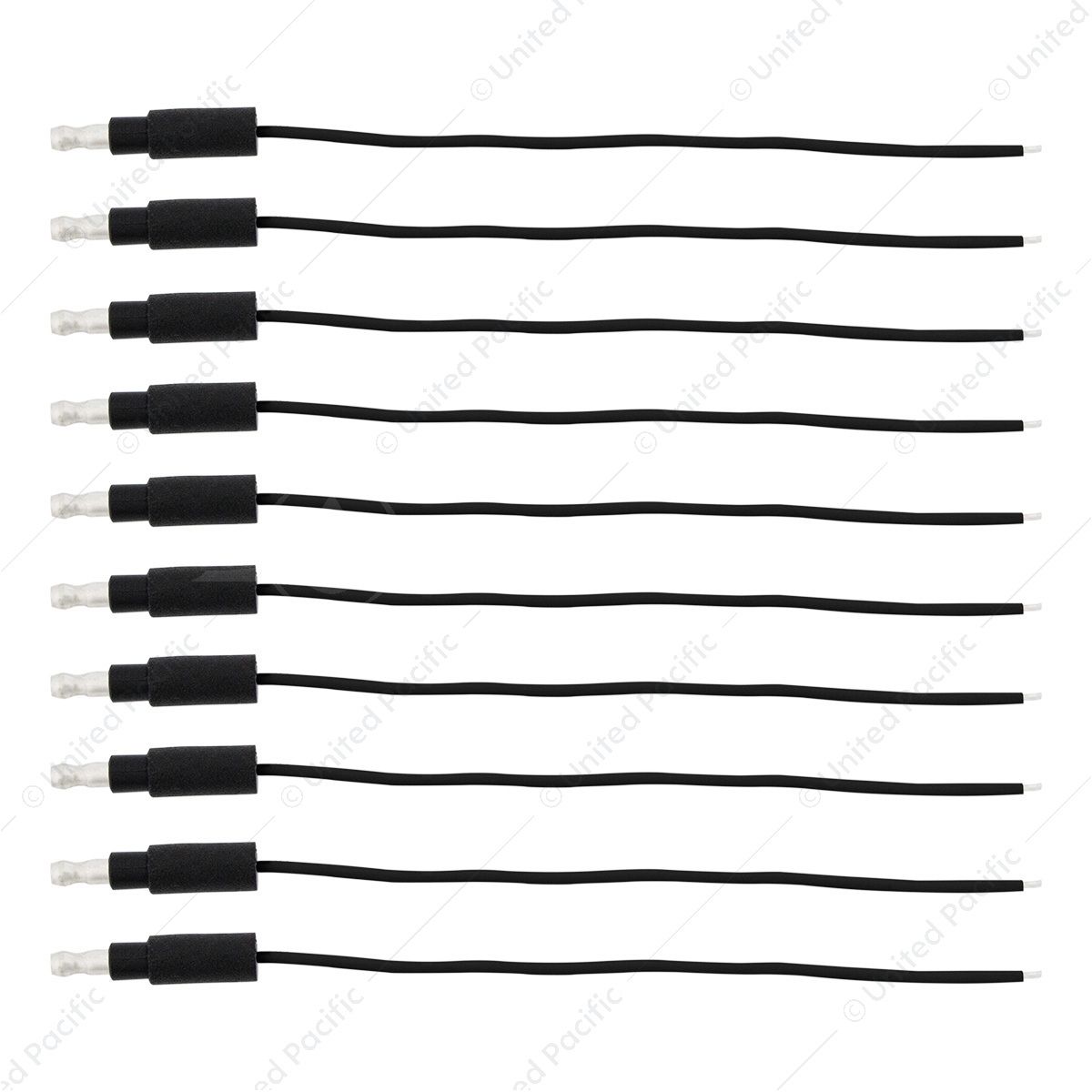 6" Single Lead Wire With .180 Bullet Termination & Stripped End - Black (10 Pcs)