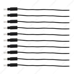 6" Single Lead Wire With .180 Bullet Termination & Stripped End - Black (10 Pcs)