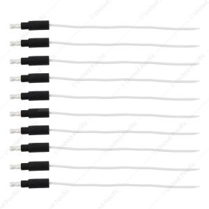 6" Single Lead Wire With .180 Bullet Termination & Stripped End - White (10 Pcs)