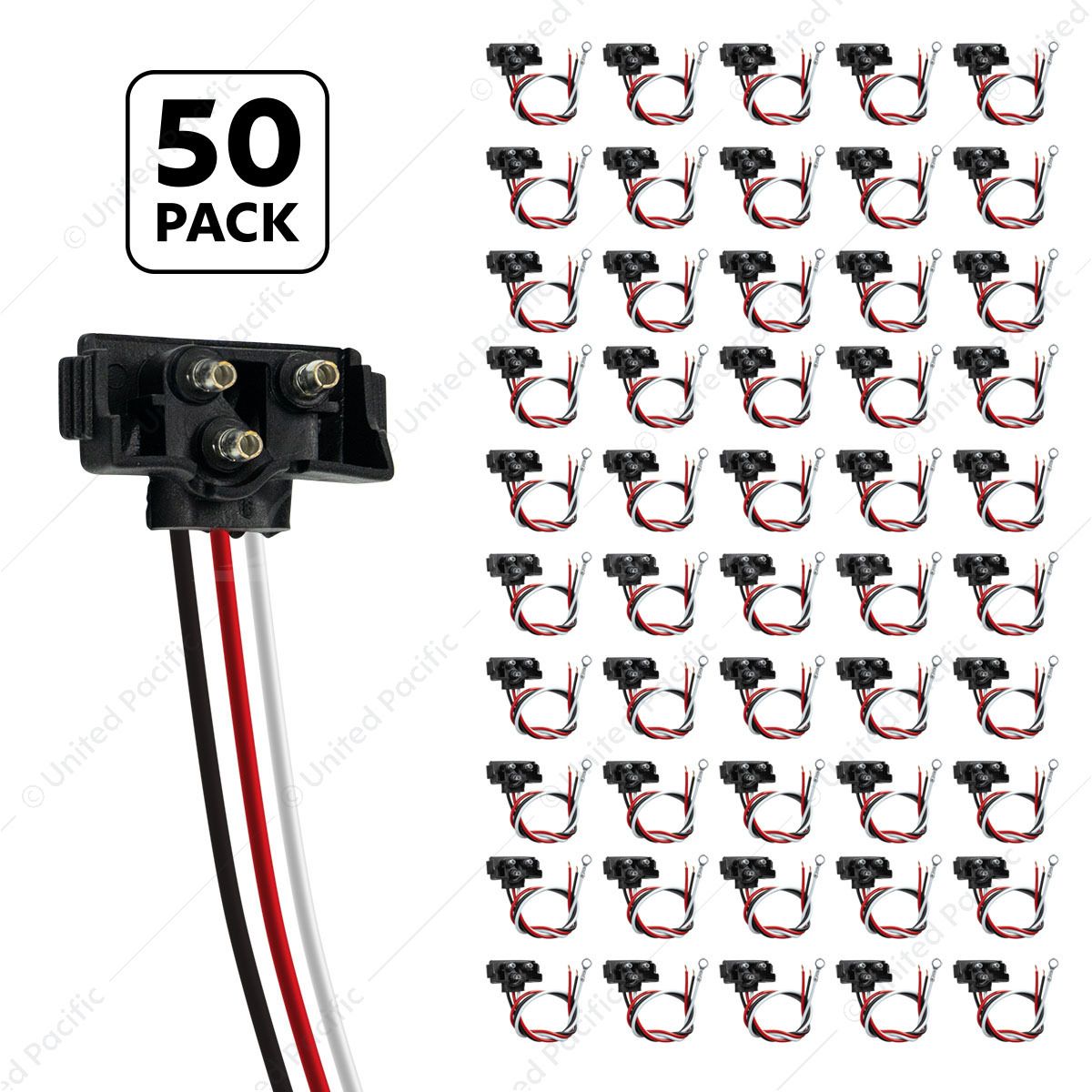3 Wire Pigtail With 3 Prong Right Angle Plug - 12" Lead (50-Pack)