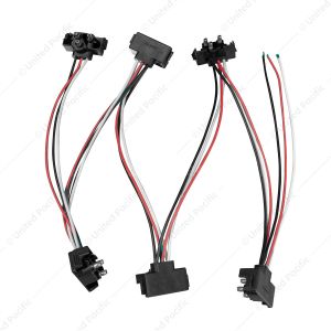 6 Count 3-Prong Male Right Angle Bullet Plugs Wire Harness Roll - 7-1/2" Lead Between Plugs