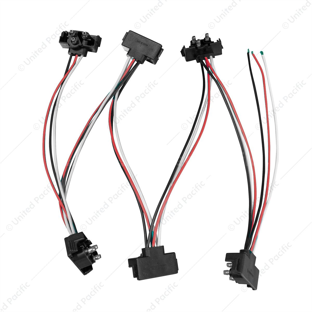 6 Count 3-Prong Male Right Angle Bullet Plugs Wire Harness Roll - 7-1/2" Lead Between Plugs