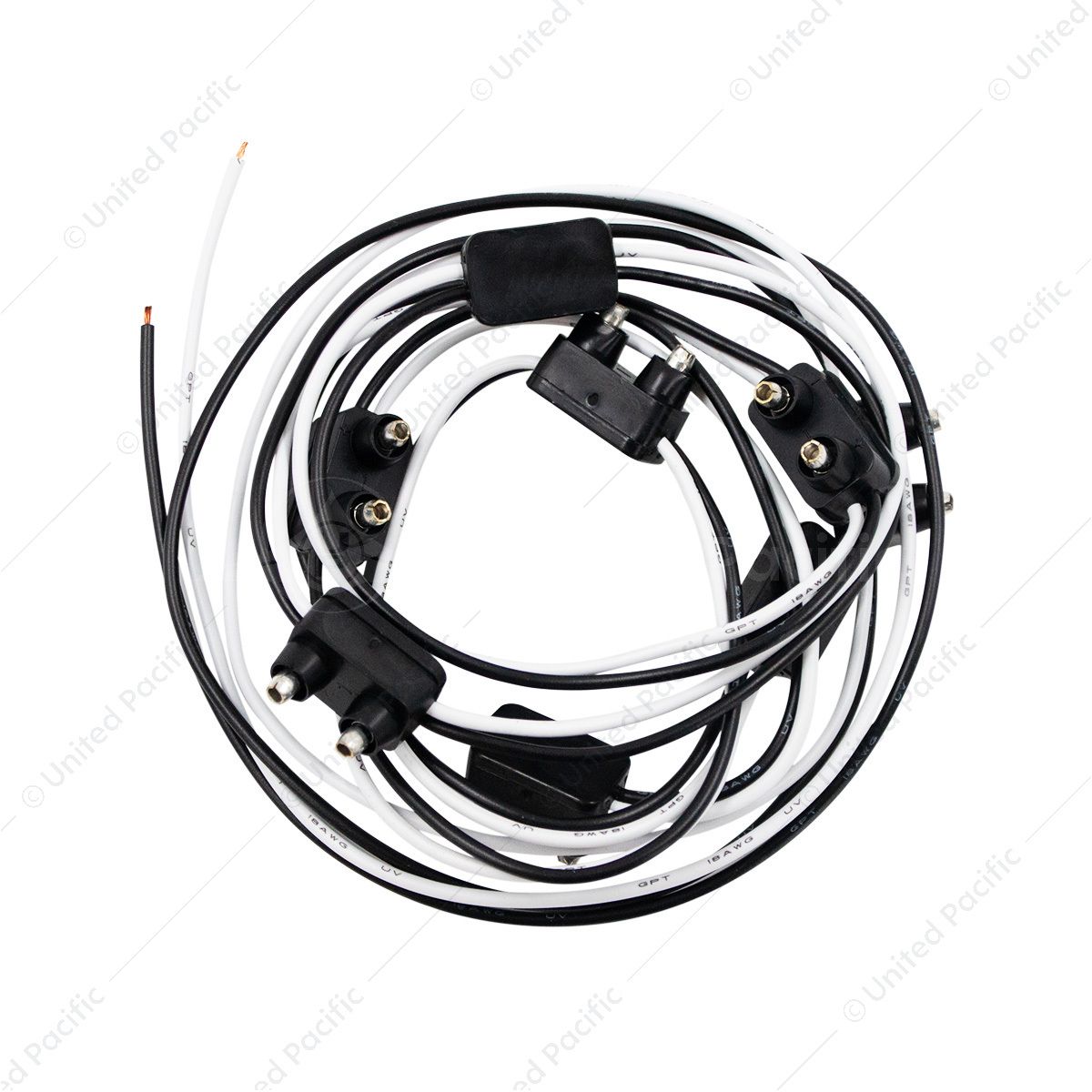 8 Count 2-Prong Male Bullet Plugs 16G Wire Harness - 7" Lead Between Plugs (Bulk)