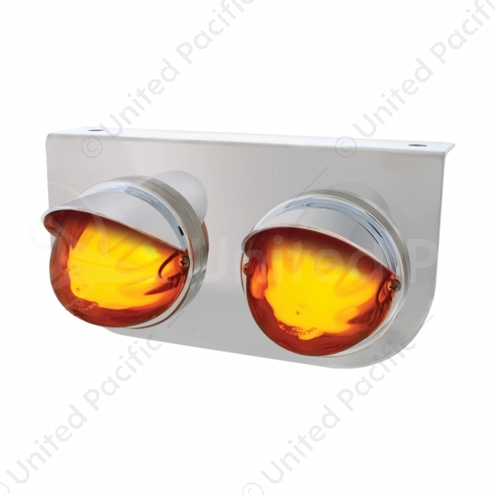SS Light Bracket With 2X 9 LED Dual Function Watermelon GloLight & Visors -Amber LED & Lens