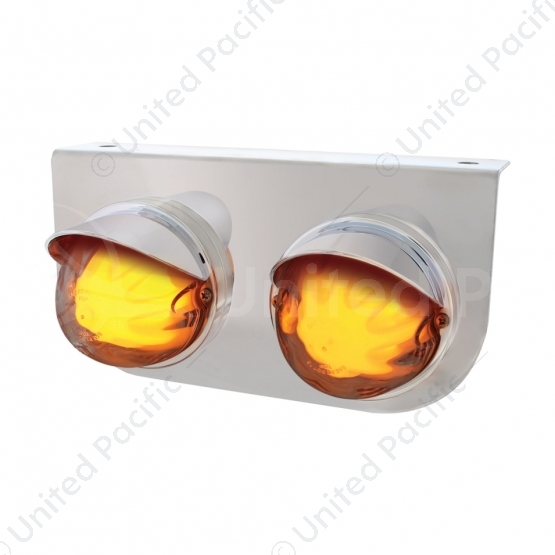 SS Light Bracket With 2X 9 LED Dual Function Watermelon GloLight & Visors -Amber LED/ Clear Lens