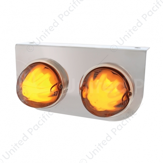 Stainless Light Bracket With 2X 9 LED Dual Function Watermelon GloLight - Amber LED/Clear Lens