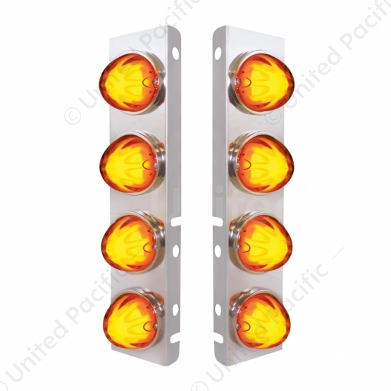 SS Front Air Cleaner Bracket With 8X 9 Amber LED Watermelon GloLight For PB Trucks -Amber Lens