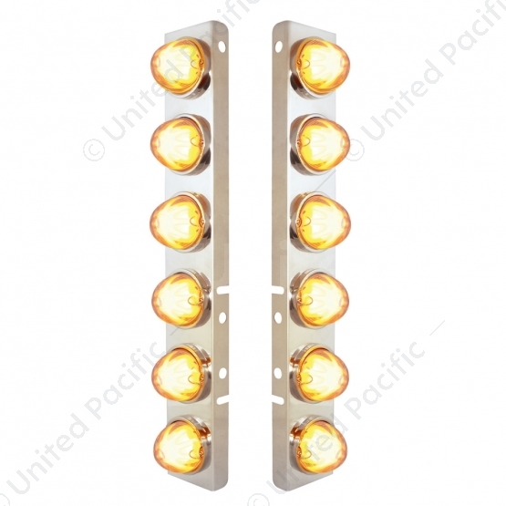 SS Front Air Cleaner Bracket With 12X 9 Amber LED Dual Function Watermelon GloLight For Peterbilt-Cl