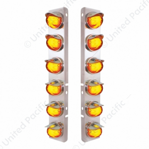 SS Front Air Cleaner Bracket With 12X 9 LED Dual Function GloLight Watermelon Lights For Peterbilt