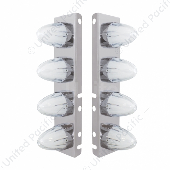 SS Front Air Cleaner Bracket With 8X 9 Amber LED Dual Function Watermelon GloLight For Peterbilt-Cle