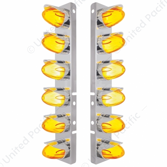 SS Front Air Cleaner Brkt With 12X Amber Hi/Lo LED GloLight Watermelon Grakon Light & Visor For Pete