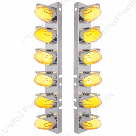 SS Front Air Cleaner Brkt With 12X Amber Hi/Lo LED GloLight Watermelon Grakon Light & Visor For Pete