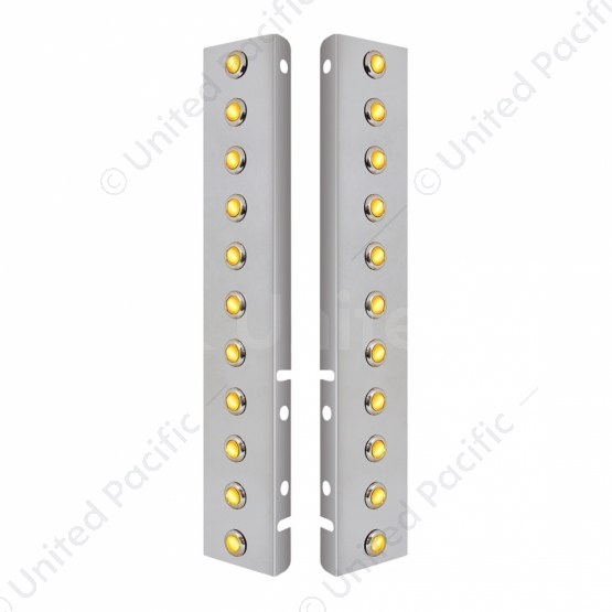 SS Front Air Cleaner Bracket With 22X 3 Amber Hi/Lo LED 3/4" Mini Crystal Lights & SS Bezels For Pet