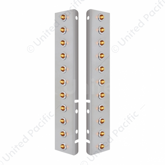 SS Front Air Cleaner Bracket With 22X 2 Amber LED 3/4" Mini Lights & SS Bezels For Peterbilt-Clear L