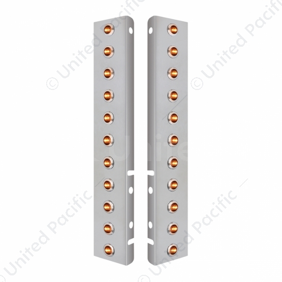 SS Front Air Cleaner Bracket With 22X 3 Amber LED Dual Function 3/4" Mini Lights & SS Bezels For Pet