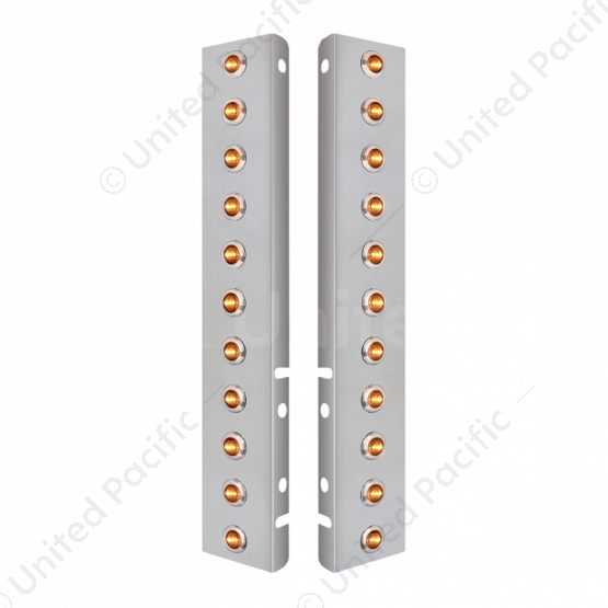 SS Front Air Cleaner Bracket With 22X 3 Amber LED Dual Function 3/4" Mini Lights & SS Bezels For Pet