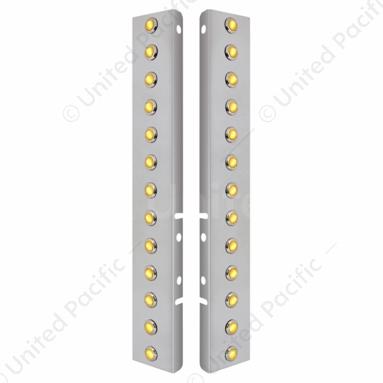 SS Front Air Cleaner Bracket With 26X 3 Amber Hi/Lo LED 3/4" Mini Crystal Lights & SS Bezels For Pet