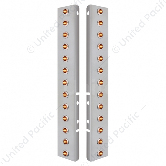 SS Front Air Cleaner Bracket With 26X 3 Amber LED Dual Function 3/4" Mini Lights & SS Bezels For Pet