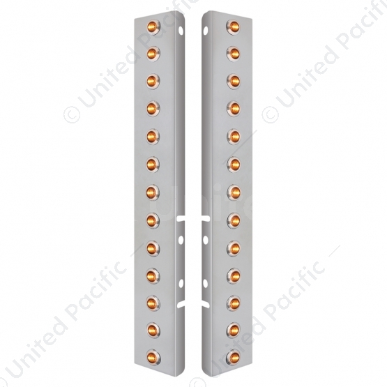 SS Front Air Cleaner Brkt With 26X 3 Amber LED Dual Function 3/4" Mini Lights & SS Bezels For Peterb