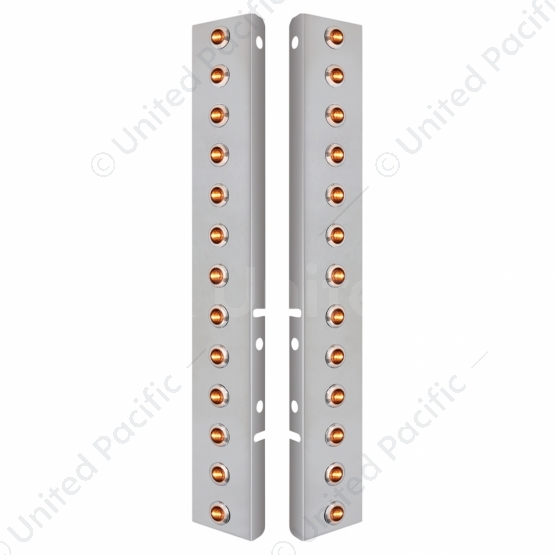 SS Front Air Cleaner Bracket With 26X 3 LED 3/4" Mini Lights & SS Bezels For Peterbilt-Amber LED & L