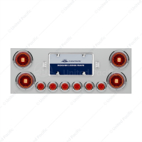 SS Rear Center Panel With Four 13 LED 4" Abyss Light & Six 4 LED 2" Lights & Bezels-Red LED/Red Lens