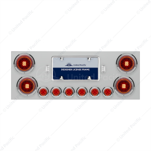 SS Rear Center Panel With Four 13 LED 4" Abyss Light & Six 4 LED 2" Lights & Bezels-Red LED/Red Lens