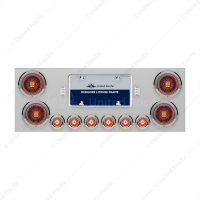 SS Rear Center Panel With Four 13 LED 4" Abyss Light & Six 4 LED 2" Lights & Bezels-Red LED/Clear Le