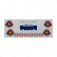 SS Rear Center Panel With Four 13 LED 4" Abyss Light & Six 4 LED 2" Lights & Visors-Red LED/Clear Le