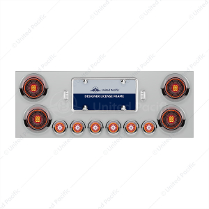 SS Rear Center Panel With Four 13 LED 4" Abyss Light & Six 4 LED 2" Lights & Visors