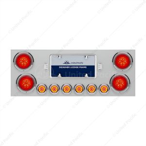 SS Rear Center Panel With Four 16 LED 4" Turbine Light & Six 7 LED 2" Lights & Bezels
