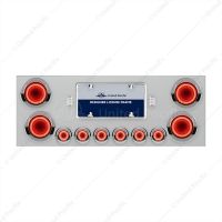 SS Rear Center Panel With Four 23 LED 4" Lights & Six 9 LED 2" Mirage Lights & Visors - Red LED/Clea