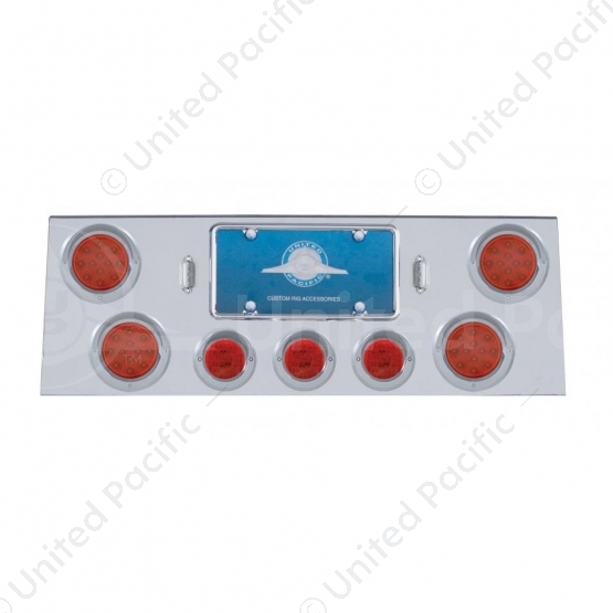 SS Rear Center Panel With 4X 12 LED 4" Reflector Light & 3X 13 LED 2.5" Light & Visor -Red LED & Len