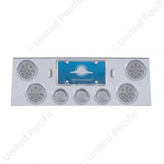 SS Rear Center Panel With 4X 12 LED 4" Reflector Light & 3X 13 LED 2.5" Light & Visor -Red LED/Clear