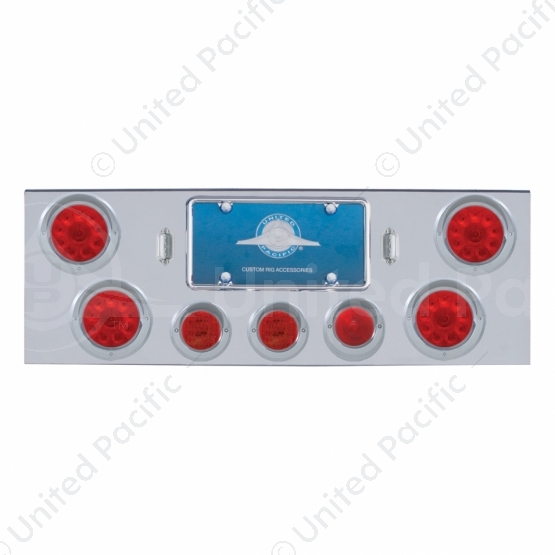 CR Rear Center Panel With 4X 10 LED 4" Lights & 3X 13 LED 2.5" Lights & Visors -Red LED & Lens