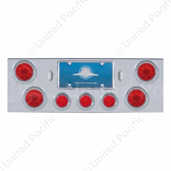 CR Rear Center Panel With 4X 10 LED 4" Lights & 3X 13 LED 2.5" Beehive Lights & Visors-Red LED & Len