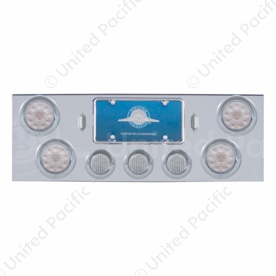 CR Rear Center Panel With 4X 10 LED 4" Lights & 3X 13 LED 2.5" Lights & Visors -Red LED/Clear Lens