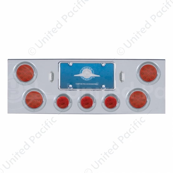 CR Rear Center Panel With 4X 12 LED 4" Reflector Lights & 3X 13 LED 2.5" Lights & Visors -Red LED &