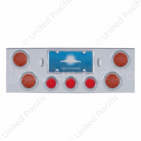 CR Rear Center Panel +4X LED 4" Refl. Lights & 3X LED 2.5" Beehive Lights & Visors-Red LED & Lens