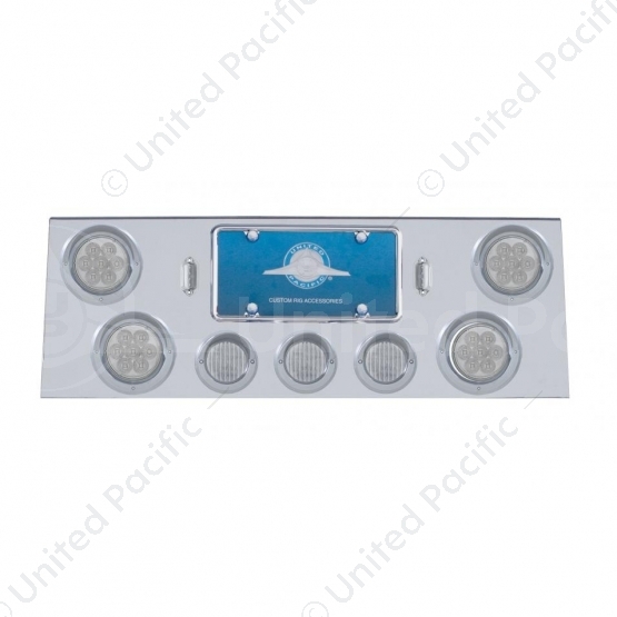 SS Rear Center Panel With 4X 7 LED 4" Reflector Light & 3X 13 LED 2.5" Light & Visor -Red LED/Clear