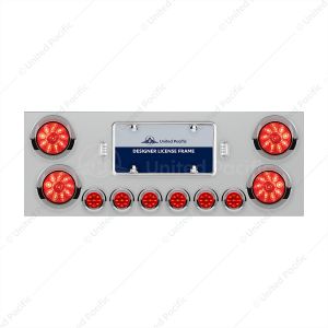 Stainless Rear Center Panel With Four 10 LED 4" Lights & Six 9 LED 2" Lights