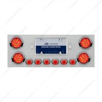 SS Rear Center Panel With 4X 7 LED 4" Reflector Lights & 6X 9 LED 2" Lights & Visors -Red LED & Lens