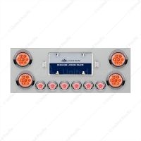SS Rear Center Panel With 4X 7 LED 4" Reflector Lights & 6X 9 LED 2" Lights & Visors -Red LED/Clear