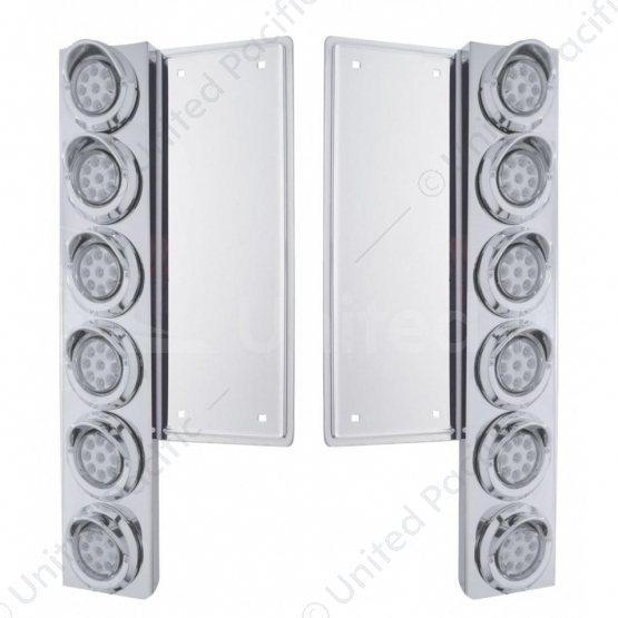 FL SS Front Air Cleaner Bracket W/12X 9 LED 2" Lights & Visors -Amber LED/Clear Lens