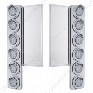 Stainless Front Air Cleaner Bracket With 12X 9 LED 2" Reflector Lights For Freightliner