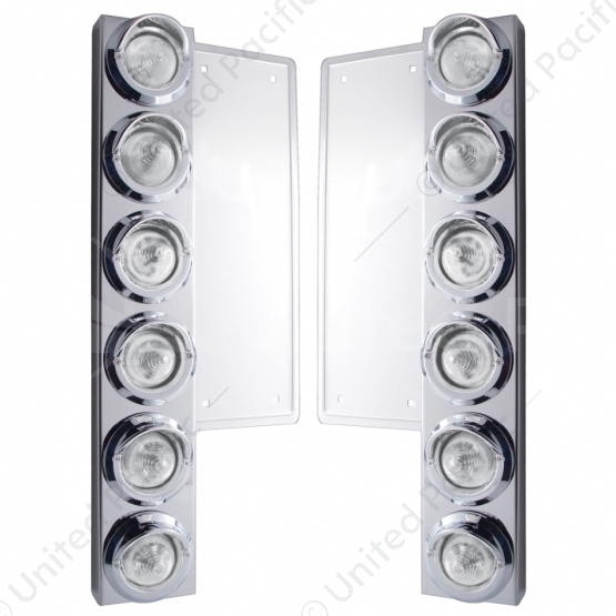 FL SS Front Air Cleaner Bracket W/12X 9 LED 2" Beehive Lights & Visors -Amber LED/Clear Lens